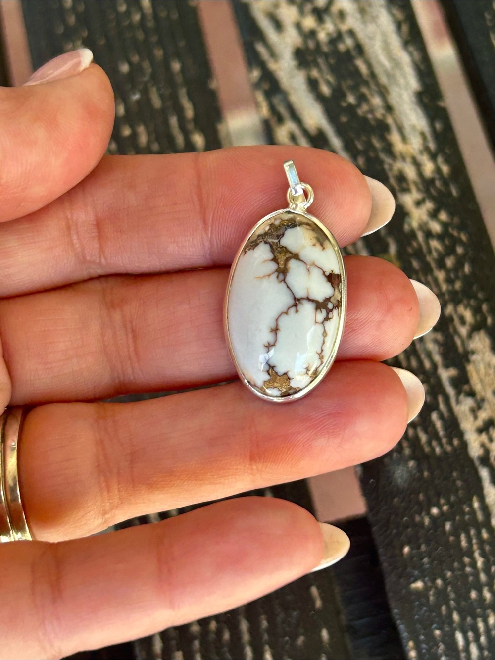 Wild Horse Oval Pendant Necklace - Sterling Silver Bezel